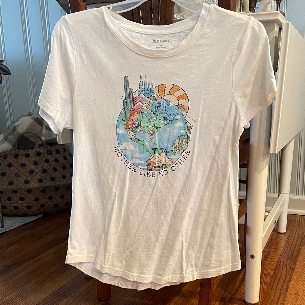 Old Navy White Tee with Colorful Graphic